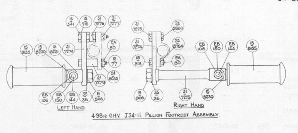 Pillion footrest arrangement J34-11